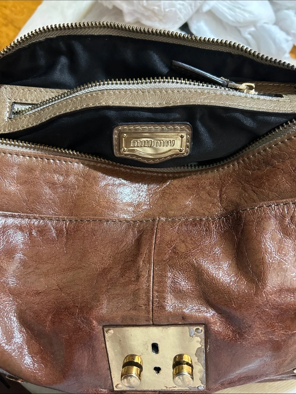 Vintage Miu Miu Leather Satchel Bag